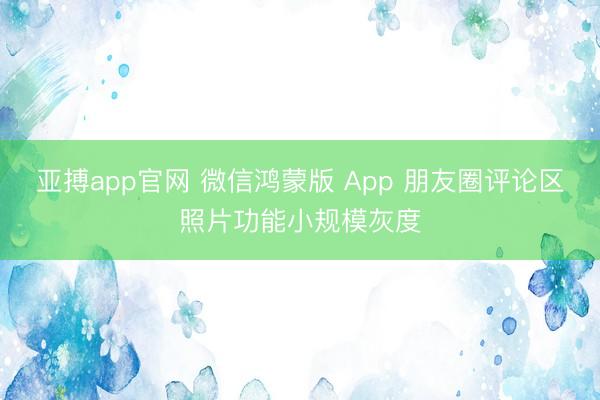亚搏app官网 微信鸿蒙版 App 朋友圈评论区照片功能小规模灰度