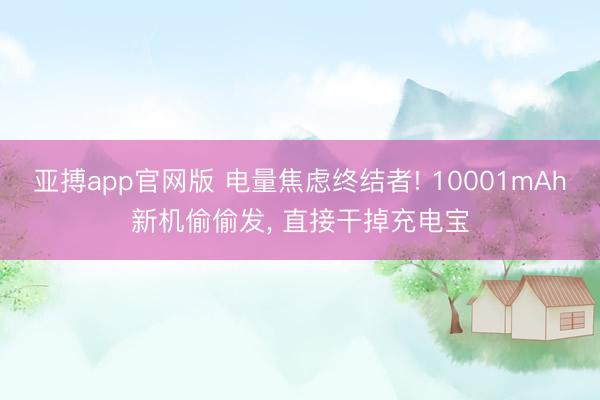 亚搏app官网版 电量焦虑终结者! 10001mAh新机偷偷发, 直接干掉充电宝