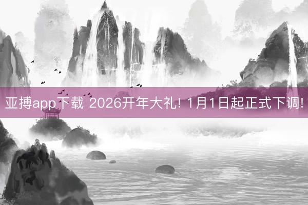 亚搏app下载 2026开年大礼! 1月1日起正式下调!