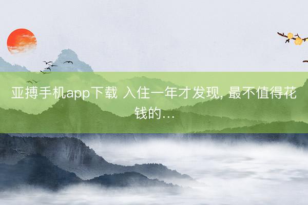 亚搏手机app下载 入住一年才发现， 最不值得花钱的…