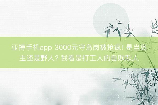 亚搏手机app 3000元守岛岗被抢疯! 是当岛主还是野人? 我看是打工人的自欺欺人