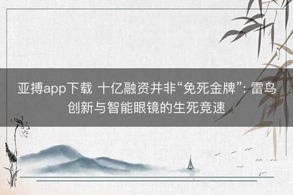 亚搏app下载 十亿融资并非“免死金牌”: 雷鸟创新与智能眼镜的生死竞速