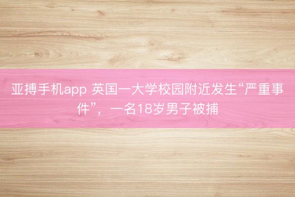 亚搏手机app 英国一大学校园附近发生“严重事件”，一名18岁男子被捕
