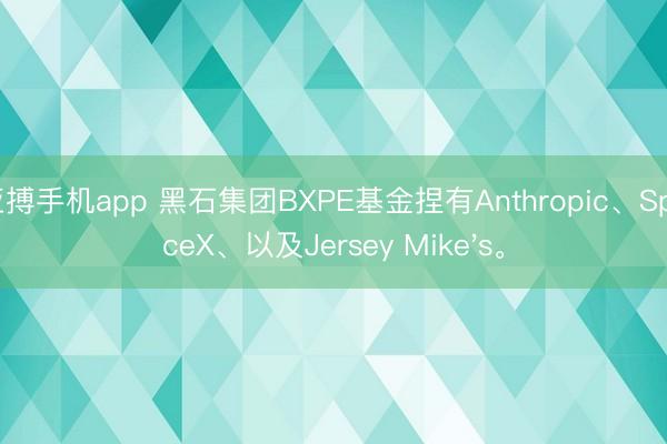 亚搏手机app 黑石集团BXPE基金捏有Anthropic、SpaceX、以及Jersey Mike's。