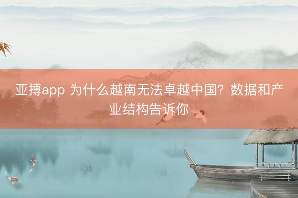 亚搏app 为什么越南无法卓越中国？数据和产业结构告诉你