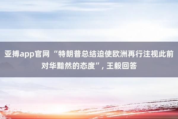 亚搏app官网 “特朗普总结迫使欧洲再行注视此前对华黯然的态度”， 王毅回答