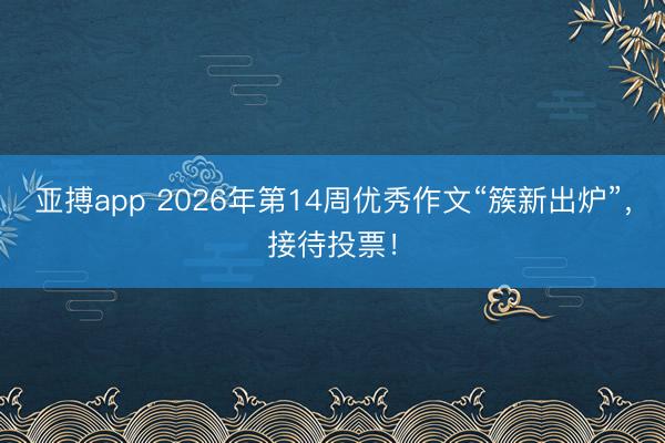 亚搏app 2026年第14周优秀作文“簇新出炉”,接待投票!