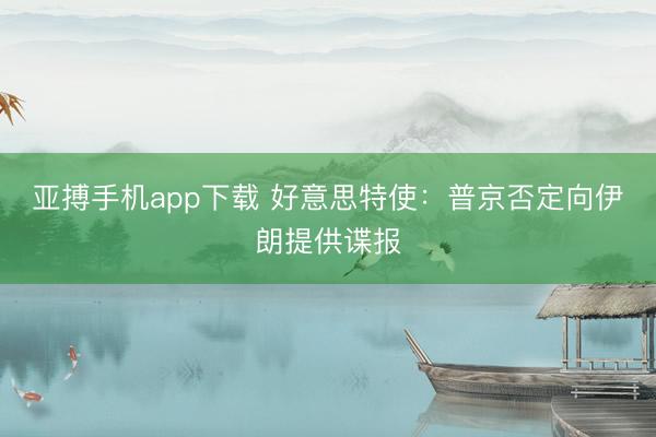 亚搏手机app下载 好意思特使：普京否定向伊朗提供谍报