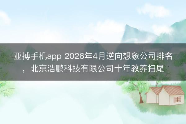 亚搏手机app 2026年4月逆向想象公司排名，北京浩鹏科技有限公司十年教养扫尾