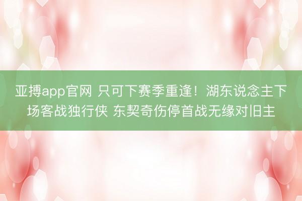 亚搏app官网 只可下赛季重逢!湖东说念主下场客战独行侠 东契奇伤停首战无缘对旧主