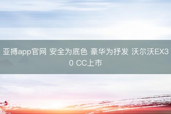 亚搏app官网 安全为底色 豪华为抒发 沃尔沃EX30 CC上市