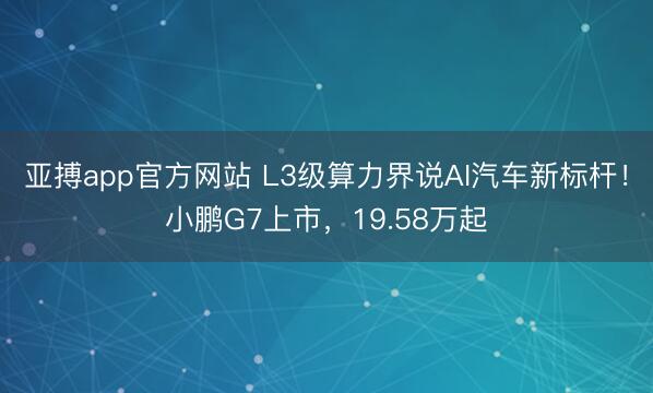 亚搏app官方网站 L3级算力界说AI汽车新标杆！小鹏G7上市，19.58万起