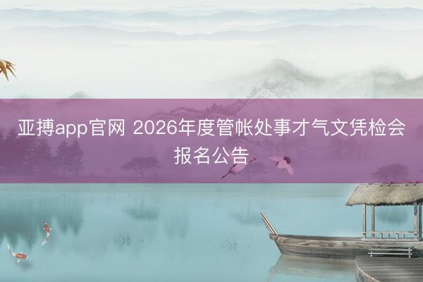 亚搏app官网 2026年度管帐处事才气文凭检会报名公告