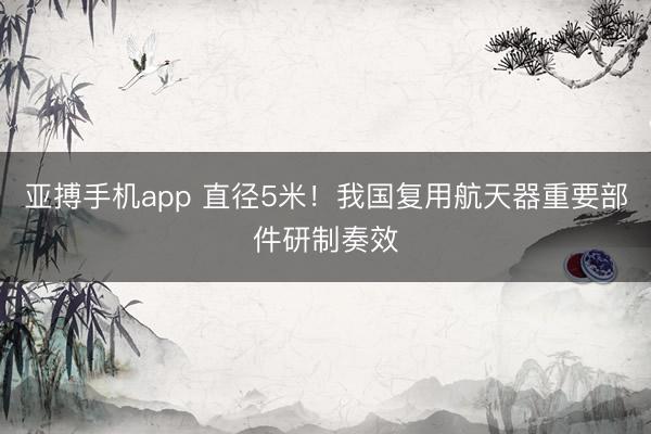 亚搏手机app 直径5米!我国复用航天器重要部件研制奏效