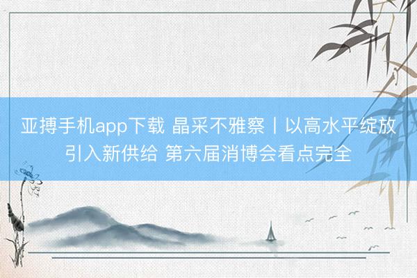 亚搏手机app下载 晶采不雅察丨以高水平绽放引入新供给 第六届消博会看点完全
