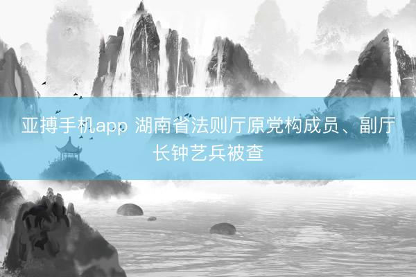 亚搏手机app 湖南省法则厅原党构成员、副厅长钟艺兵被查